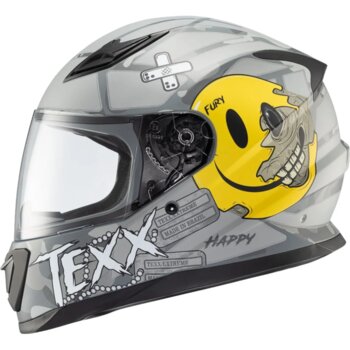 CAPACETE TEXX HAWK FURY CINZA AMARELO VERMELHO