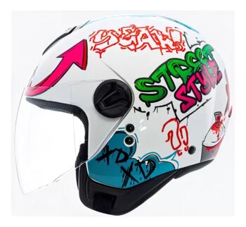 CAPACETE PEELS FREEWAY STREET BCO/AZ 58/M