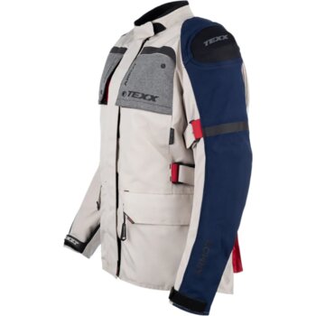 JAQUETA TEXX ARMOR LD FEM BRANCO AZUL VERMELHO CINZA