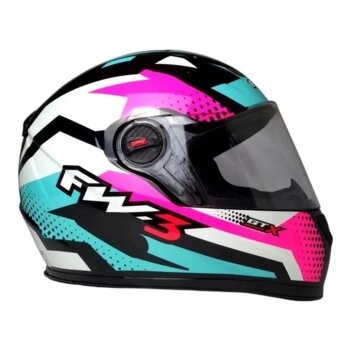 CAPACETE FW3 GTN SUPER AZUL TIFANNY COM ROSA E BRANCO 56