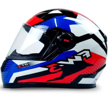 CAPACETE FW3 GTN SUPER VERMELHO COM AZUL E BRANCO 56