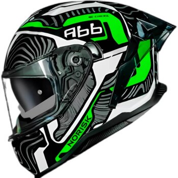 CAPACETE NORISK STRADA II FUSION BRANCO PRETO VERDE