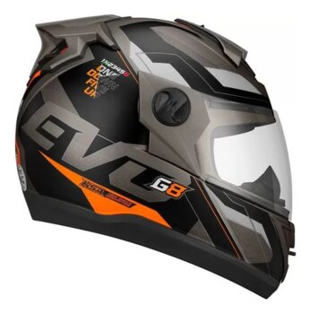 CAPACETE PRO TORK EVOLUTION G8 EVO FOSCO GRAFITE/LARANJA