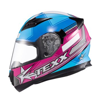 CAPACETE TEXX STRIKE SUPERSTAR AZUL ROSA  BRANCO BRILHO