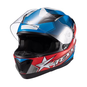 CAPACETE TEXX STRIKE SUPERSTAR AZUL VERMELHO BRANCO BRILHO