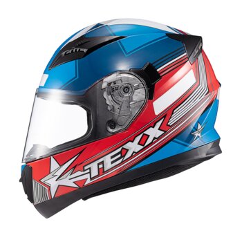 CAPACETE TEXX STRIKE SUPERSTAR AZUL VERMELHO BRANCO BRILHO